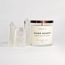 Load image into Gallery viewer, Clear Crystal Quartz Soy Candle -Vanilla Birch & Cactus Jade (Master Healer)