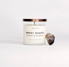 Load image into Gallery viewer, Smoky Quartz Crystal Soy Candle | Woodsy (Ground &amp; Detox)

