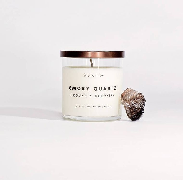 Smoky Quartz Crystal Soy Candle | Woodsy (Ground & Detox)