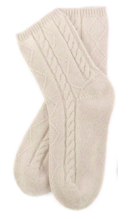 Cable Knit Cashmere Socks 100% Pure Mongolian 7 Gauge cashmere